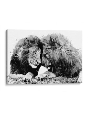 Litografía Canvas Lab Familia de Leones Bnw técnica Impresión