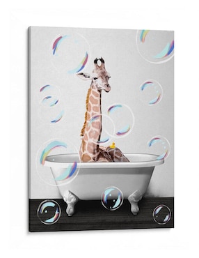 Litografía Canvas Lab Giraffe Bath Color