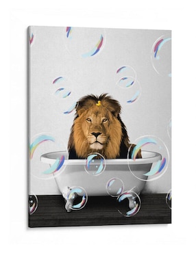 Litografía Canvas Lab Lion Bath Color