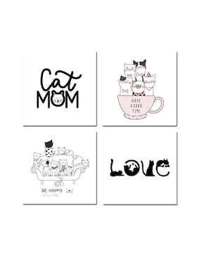 Set Litografías Lienzo By Suma Cat Lover