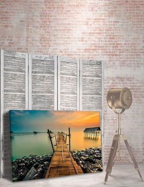 Cuadro decorativo Pixelarte Naturaleza Playa Muelle