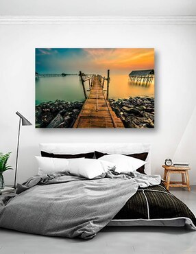 Cuadro decorativo Pixelarte Naturaleza Playa Muelle