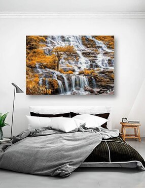 Cuadro decorativo Pixelarte Naturaleza Cascada En Otoño