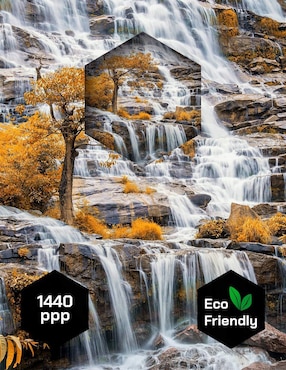 Cuadro decorativo Pixelarte Naturaleza Cascada En Otoño