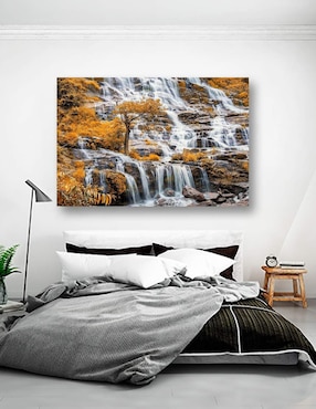 Cuadro decorativo Pixelarte Naturaleza Cascada En Otoño