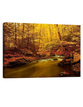 Cuadro decorativo Pixelarte Naturaleza Cascada Rio Agua Otoño