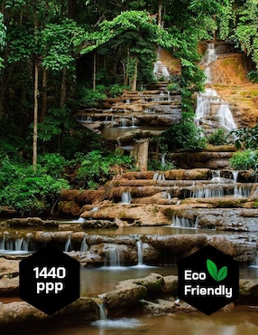 Cuadro Decorativo Pixelarte Naturaleza Cascada Verde Tailandia