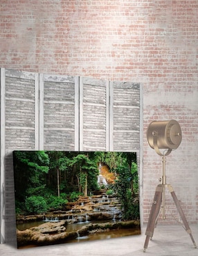 Cuadro Decorativo Pixelarte Naturaleza Cascada Verde Tailandia