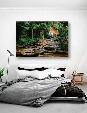 Cuadro Decorativo Pixelarte Naturaleza Cascada Verde Tailandia