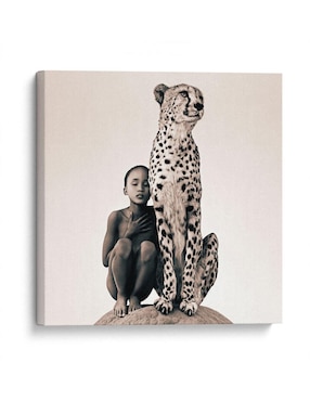 Litografía Canvas Lab Niña Y Leopardo