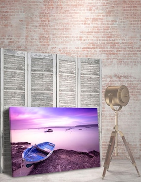 Cuadro Decorativo Canvas Naturaleza playa y bote en costa