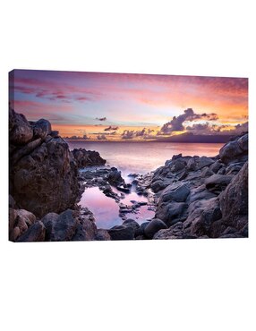 Cuadro decorativo Pixelarte Playa Rocosa Purpura