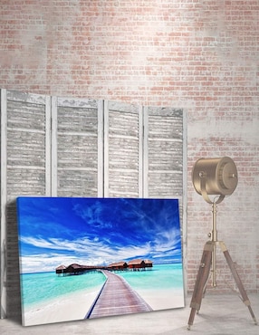 Cuadro decorativo Pixelarte Playa Villa Sobre Agua