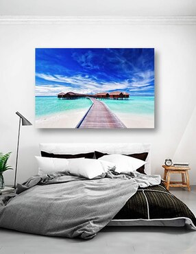 Cuadro decorativo Pixelarte Playa Villa Sobre Agua