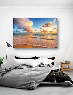 Cuadro decorativo Pixelarte Playa Sobre Mar Caribe