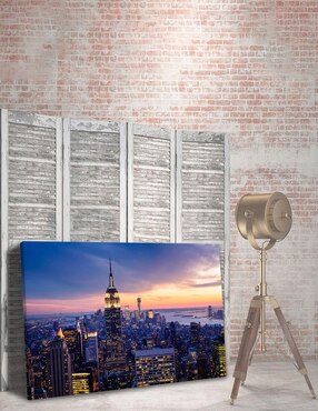 Cuadro decorativo Pixelarte Nueva York Empire State De Noche
