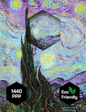 Cuadro decorativo Pixelarte Noche Estrellada 2