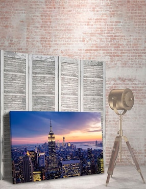 Cuadro decorativo Pixelarte Nueva York Empire State De Noche