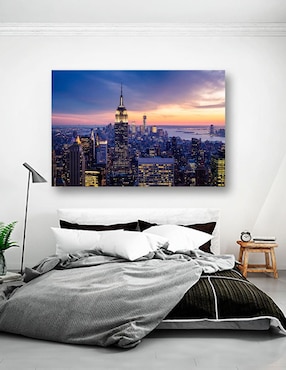 Cuadro decorativo Pixelarte Nueva York Empire State De Noche