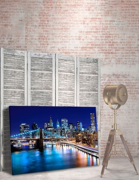 Cuadro decorativo Pixelarte Nueva York Puente de Brooklyn Noche