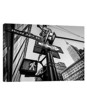 Cuadro decorativo Pixelarte Letrero y Edificios New York