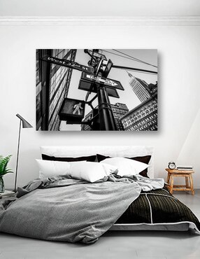 Cuadro decorativo Pixelarte Letrero y Edificios New York