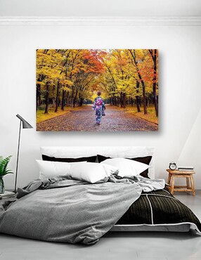 Cuadro decorativo Pixelarte Naturaleza Bosque Mujer en Kimono