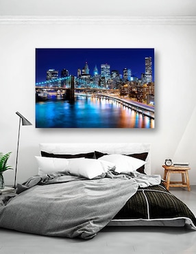 Cuadro decorativo Pixelarte Nueva York Puente de Brooklyn Noche
