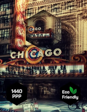 Cuadro decorativo Pixelarte Teatro Chicago Vintage