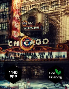 Cuadro decorativo Pixelarte Teatro Chicago Vintage