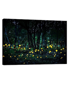 Cuadro decorativo Pixelarte Bosque Luciérnaga