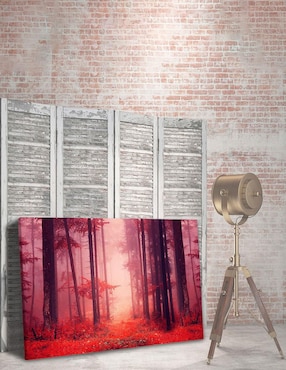 Cuadro decorativo Pixelarte Bosque Rojo