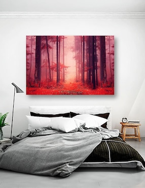 Cuadro decorativo Pixelarte Bosque Rojo