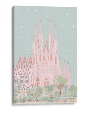 Litografía Canvas Lab Sagrada Familia en Verde técnica Impresión