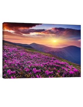 Cuadro decorativo Pixelarte Bosque Flores Moradas
