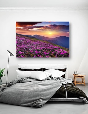 Cuadro decorativo Pixelarte Bosque Flores Moradas
