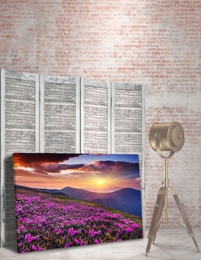 Cuadro decorativo Pixelarte Bosque Flores Moradas
