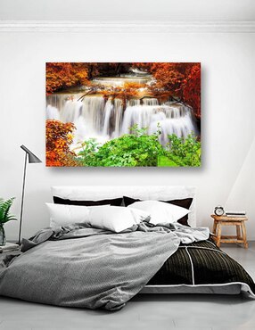 Cuadro decorativo Pixelarte Cascada en Naranja