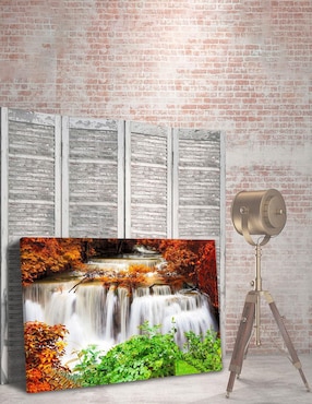Cuadro decorativo Pixelarte Cascada en Naranja