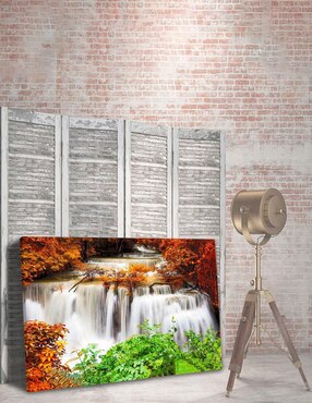 Cuadro decorativo Pixelarte Cascada en Naranja