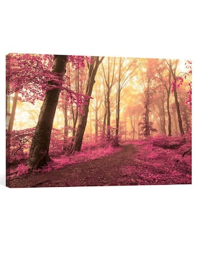 Cuadro decorativo Pixelarte Bosque Rosado Vintage