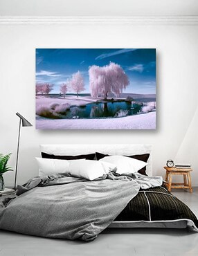 Cuadro decorativo Pixelarte Naturaleza Bosque Hielo con Lago