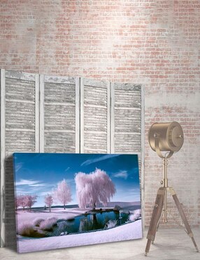 Cuadro decorativo Pixelarte Naturaleza Bosque Hielo con Lago