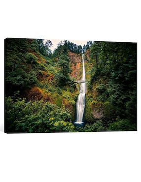 Cuadro decorativo Pixelarte Cascada con Puente