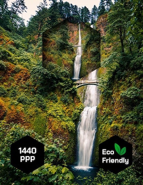 Cuadro decorativo Pixelarte Cascada con Puente