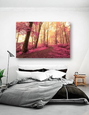 Cuadro decorativo Pixelarte Bosque Rosado Vintage