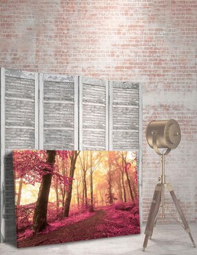 Cuadro decorativo Pixelarte Bosque Rosado Vintage