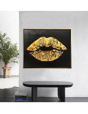 Pintura Gold Lips técnica mixta Lune Art Gallery