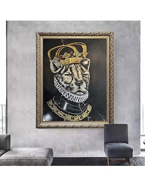 Pintura King Lion técnica óleo Lune Art Gallery