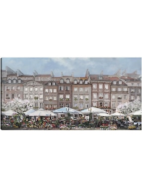 Pintura Mercado de las flores técnica mixta Cuadros Jr